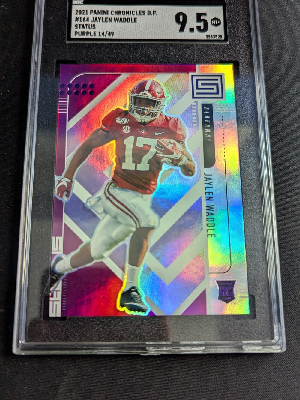 Panini Purple & Red Jaylen Waddle Rookie Holo Football Trading Card
